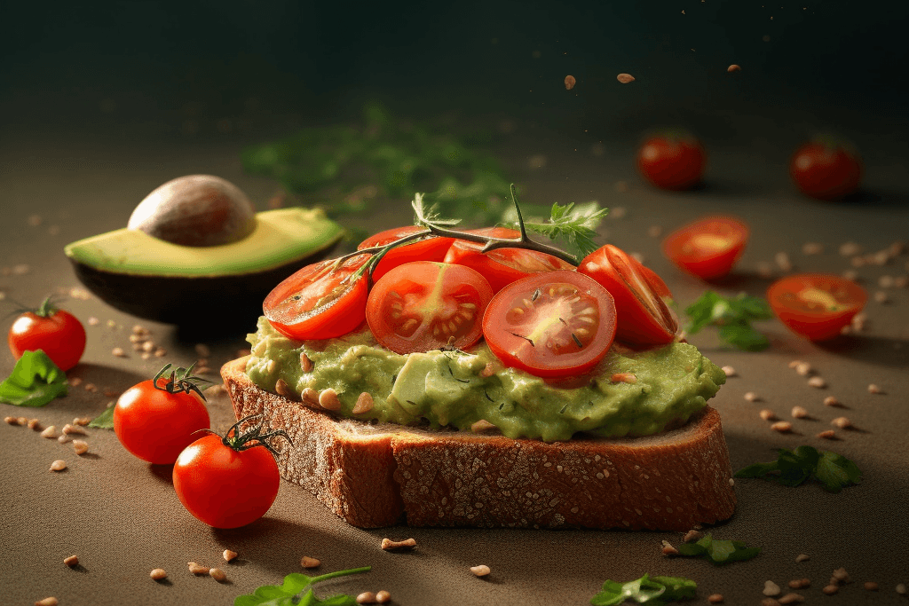 Avocado-Toast mit Räuchertofu und Tomaten