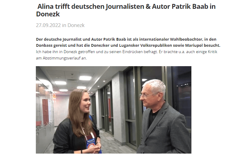 Alina Lipp: Sie traf ihn und schrieb vom "internationalen Wahlbeobachter".