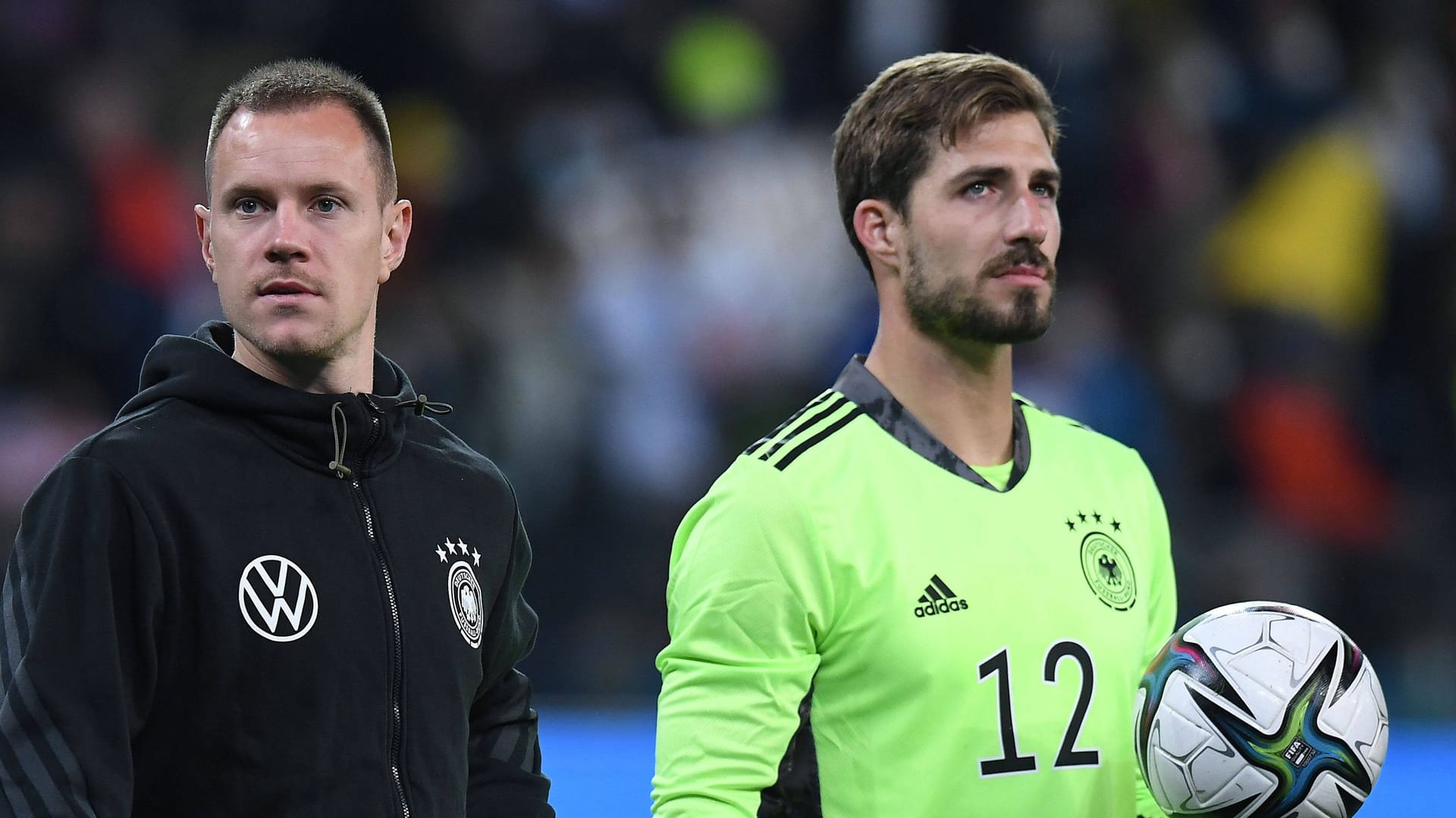 Marc-André ter Stegen (l.) und Kevin Trapp: Sie wollen Manuel Neuer im DFB-Tor ablösen.