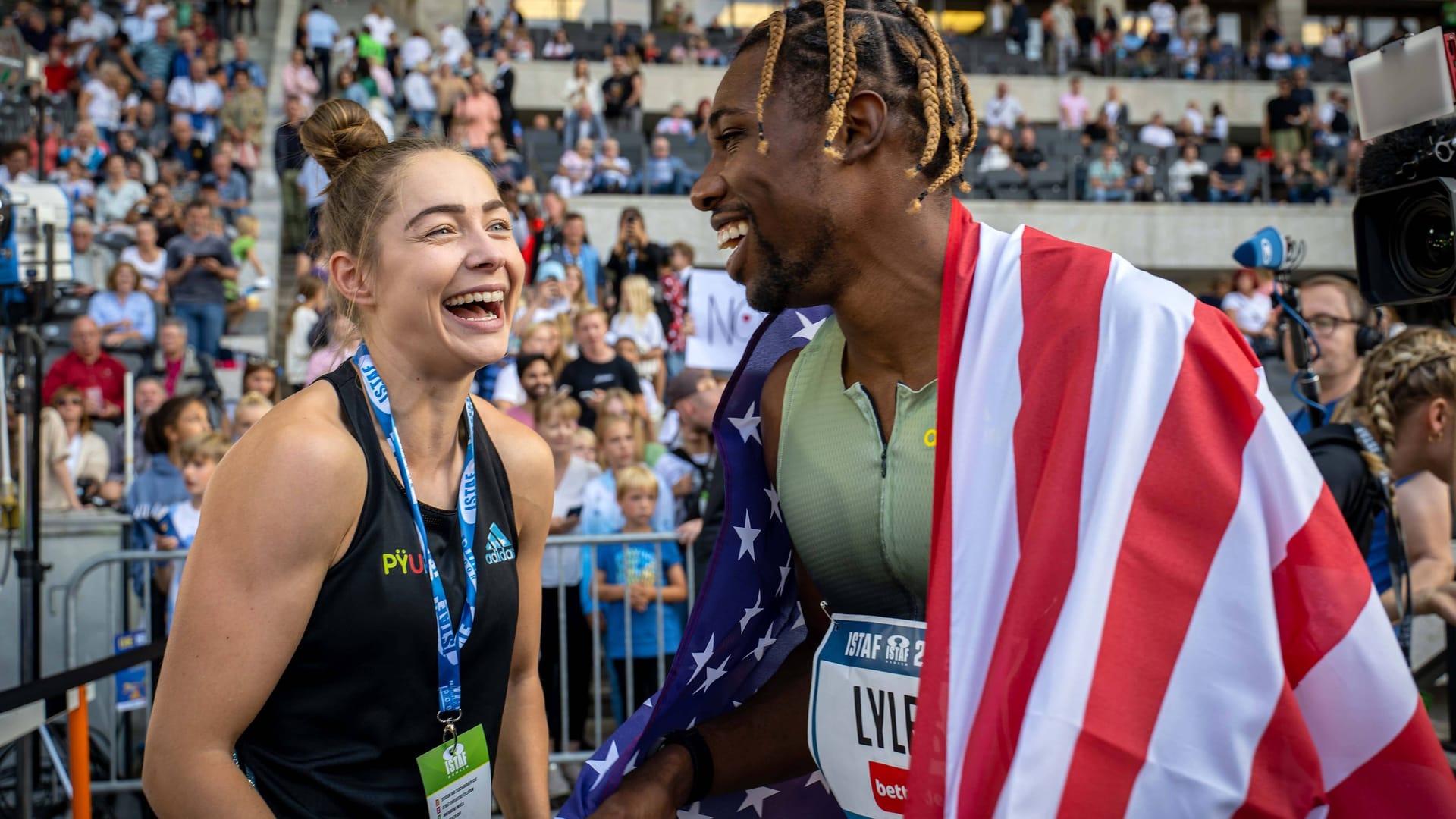 Noah Lyles (r.) und Gina Lückenkemper: Die beiden sind in der gleichen Trainingsgruppe unter Lance Brauman.