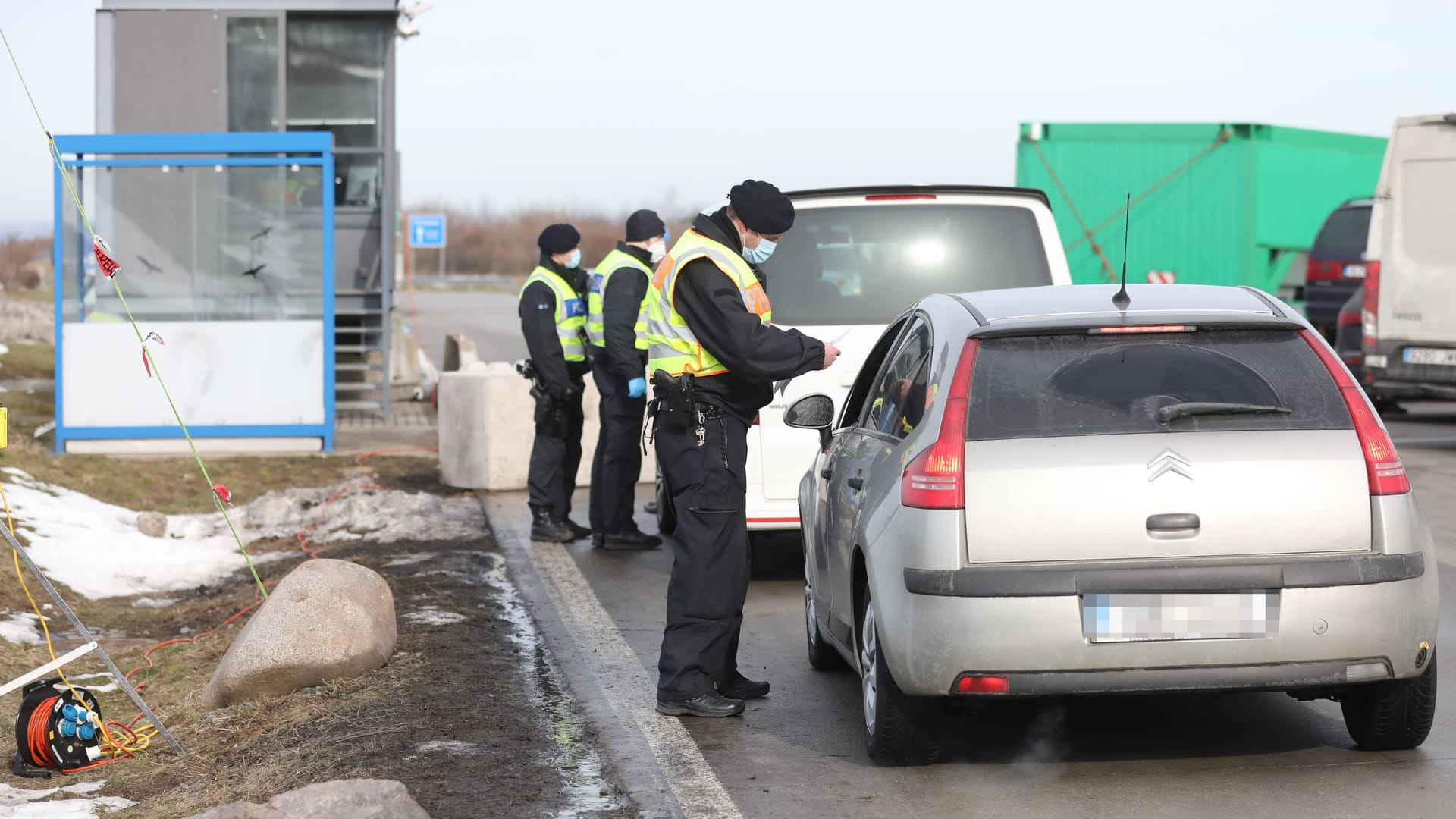 Grenzkontrollen an der deutsch-tschechischen Grenze an der A17 bei Breitenau.