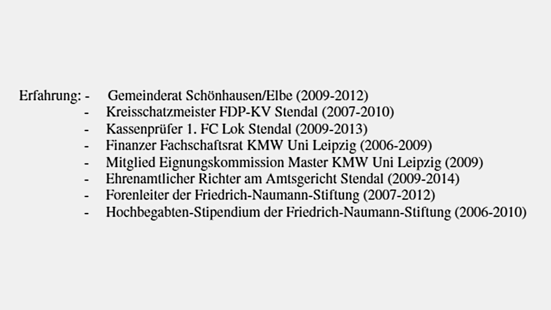 Auszug aus Bausemers Vorstellung zum Landesparteitag 2016: Ein "Hochbegabten-Stipendium" hat er nie erhalten.