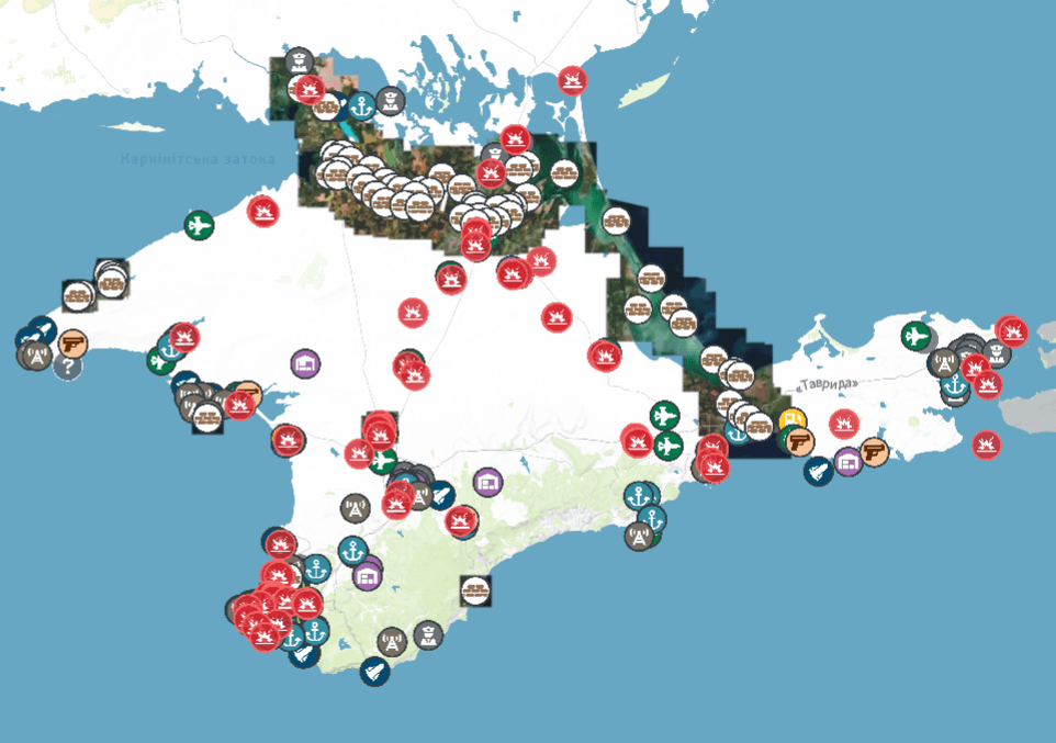 Interaktive Karte des Journalistenprojekts "Krym.realii" zeigt das dichte Netz russischer Militäranlagen auf der Krim.