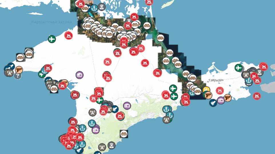 Interaktive Karte des Journalistenprojekts "Krym.realii" zeigt das dichte Netz russischer Militäranlagen auf der Krim.