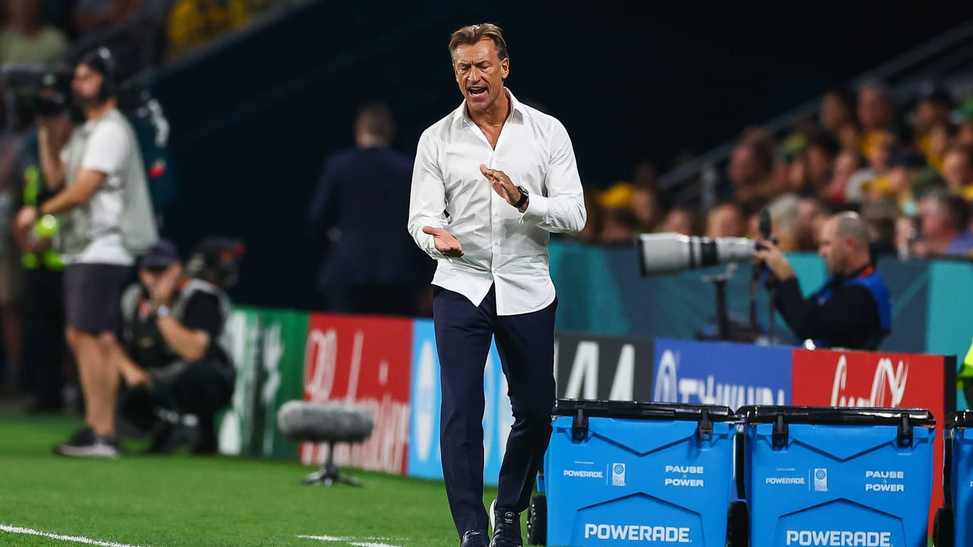 Frankreichs Trainer Hervé Renard trieb sein Team an.