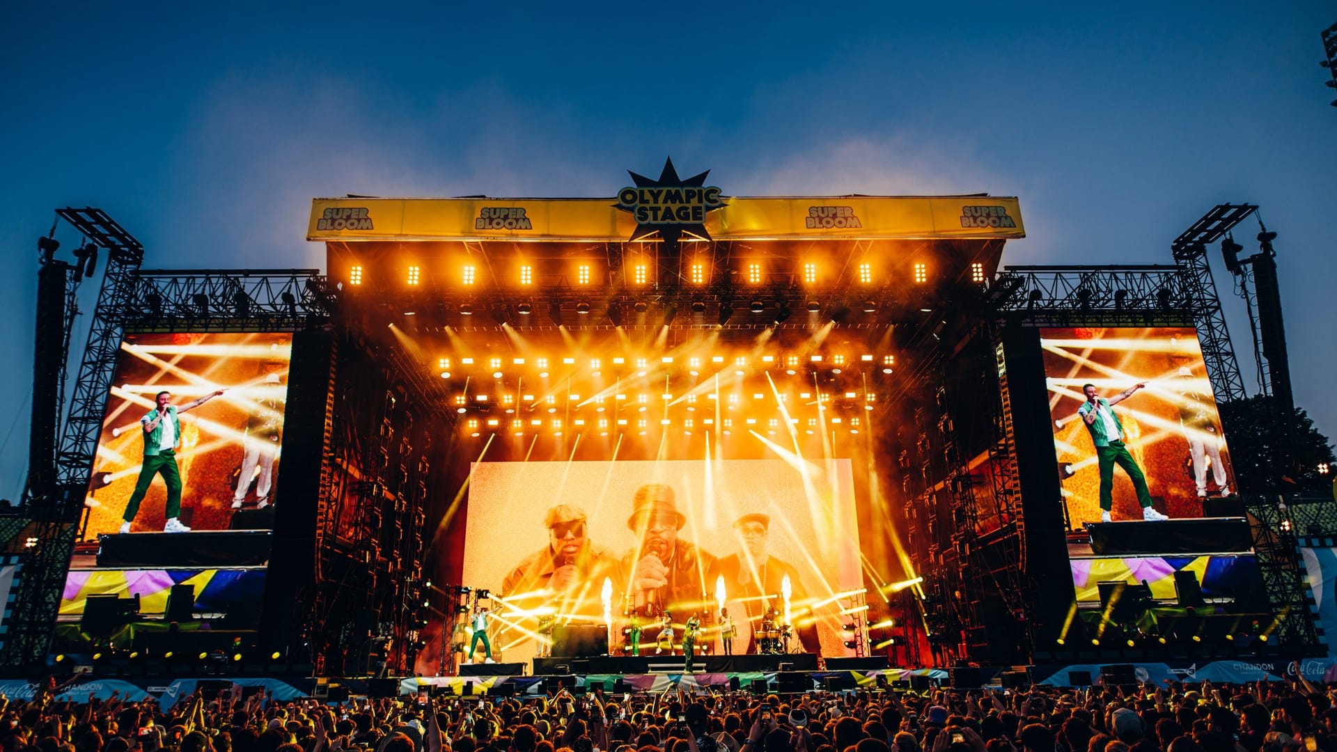 Die "Olympic Stage" beim Superbloom: Im vergangenen Jahr stand unter anderem US-Rapper Macklemore auf der Bühne im Olympiastadion.