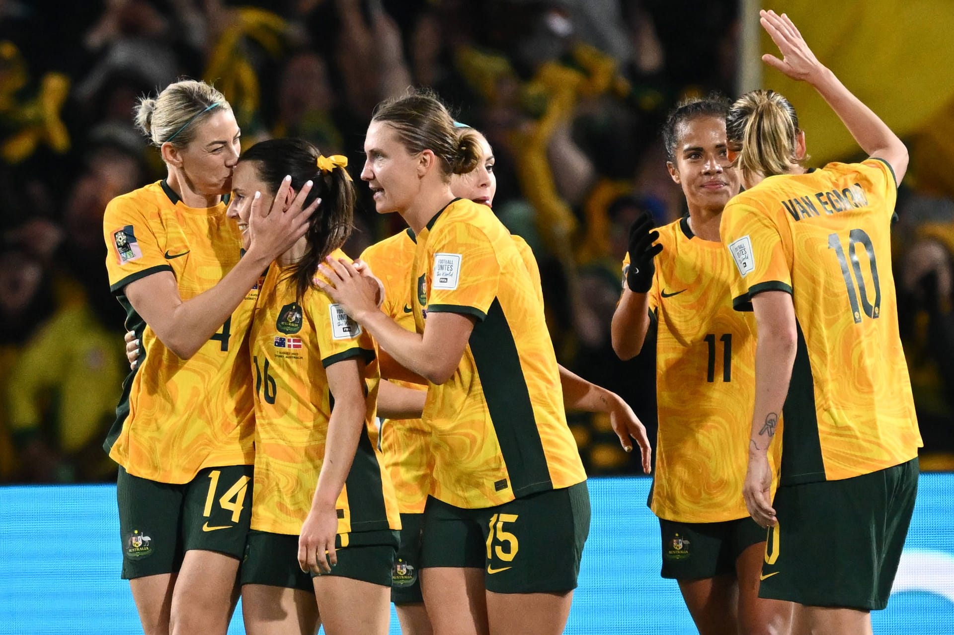 Australien feiert: Bei der Heim-WM steht das Team im Viertelfinale.