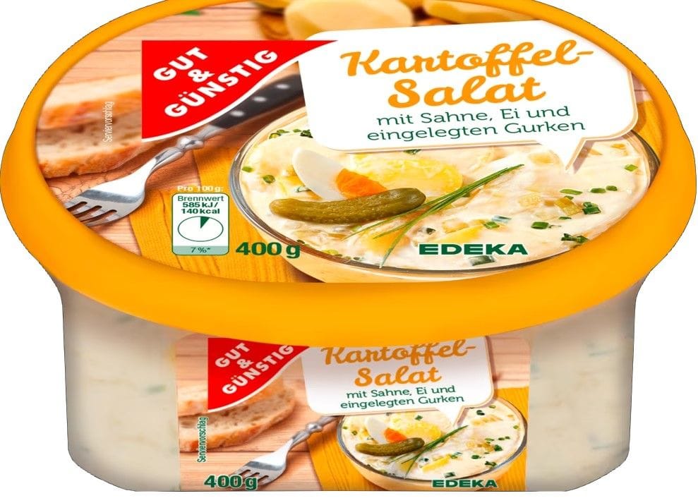 "Gut & Günstig Kartoffelsalat mit Sahne, Ei und eingelegten Gurken" in der 400-Gramm-Packung und einem bestimmten Mindesthaltbarkeitsdatum sollte nicht verzehrt werden.