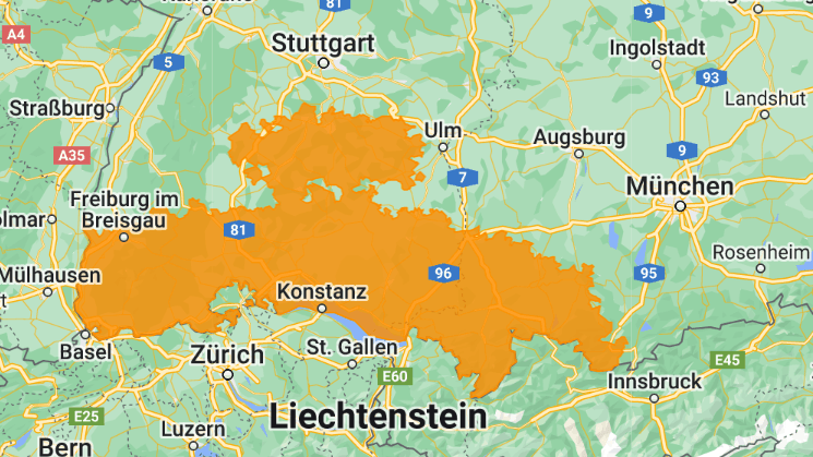 Warnung im Süden Baden-Württembergs: In der Nacht warnte der DWD in den orangemarkierten Gebieten vor Starkregen.