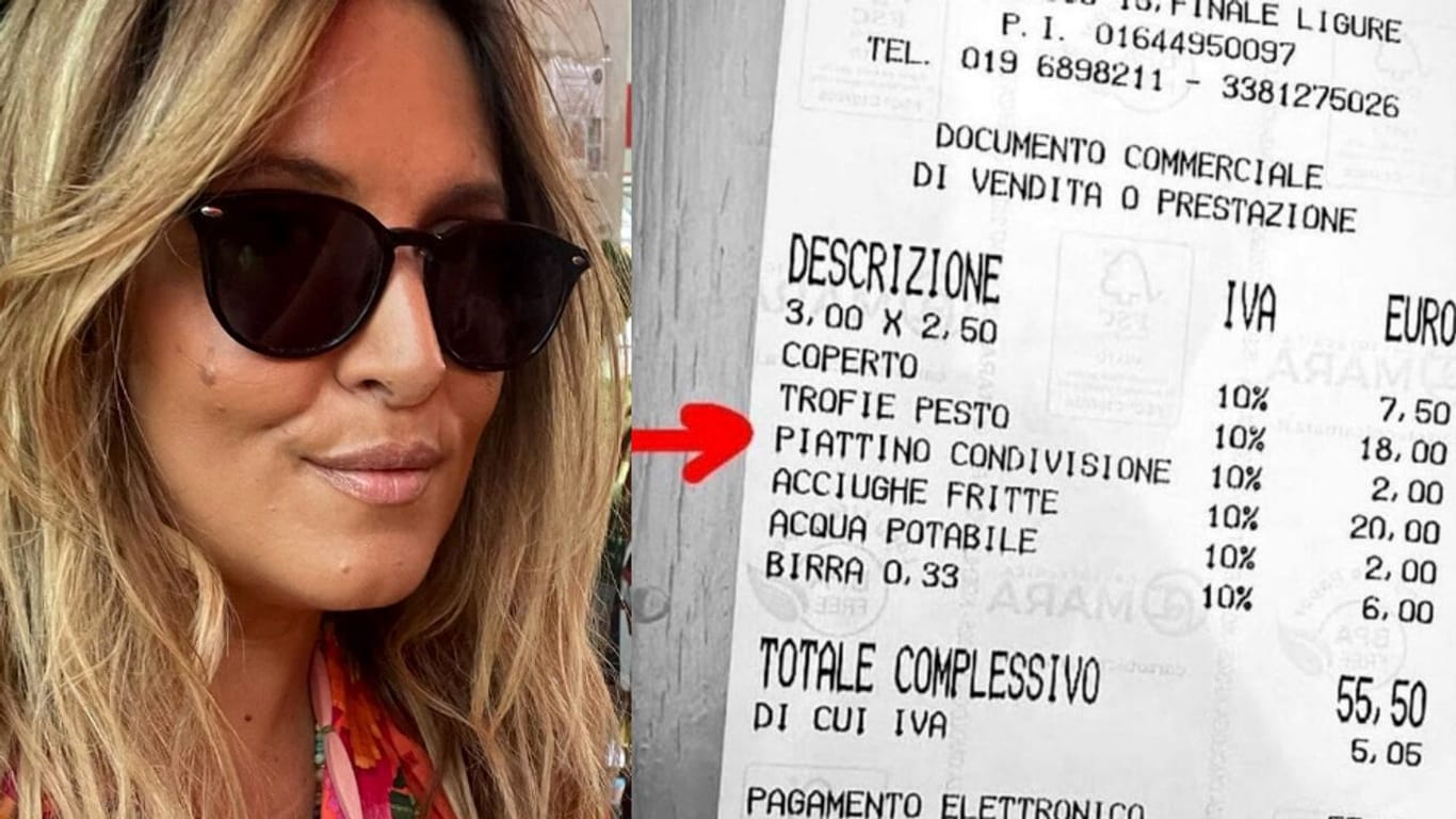 Die Journalistin Selvaggia Lucarelli hat eine Rechnung zugespielt bekommen, auf der ein Extrateller berechnet wurde.