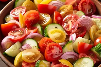 Bunter veganer Tomaten-Gurken-Salat