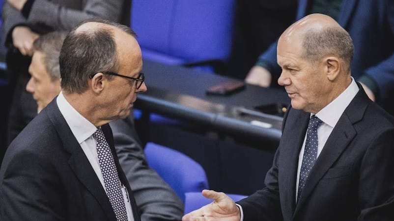 CDU-Chef Merz und SPD-Kanzler Scholz könnten ein Bündnis eingehen.