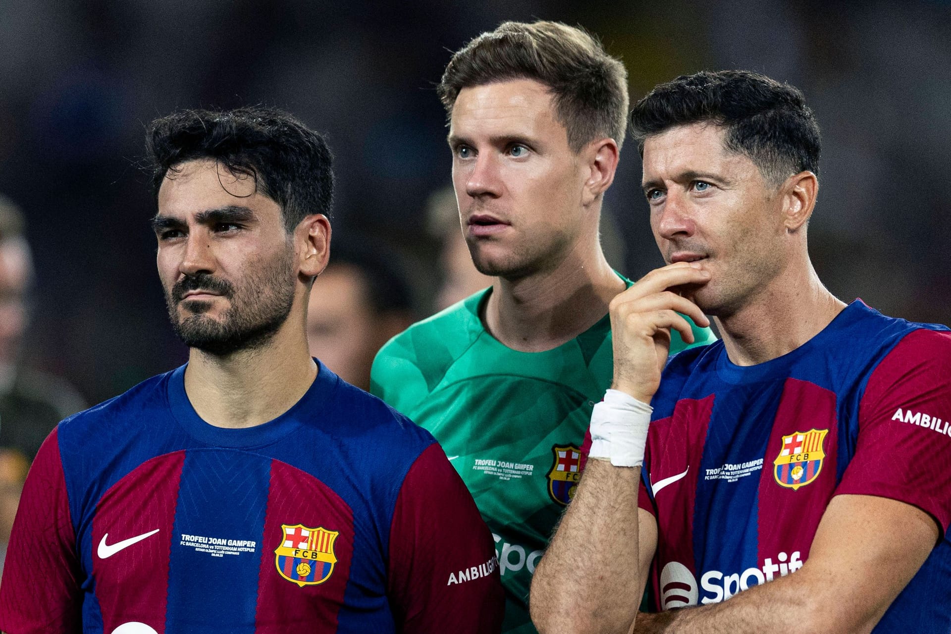 İlkay Gündoğan, Marc-André ter Stegen und Robert Lewandowski (v. l. n. r.): Alle drei spielen für den FC Barcelona.