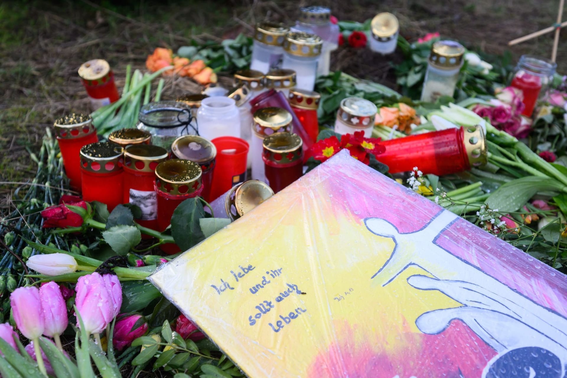 Blumen und Kerzen liegen an einer Tannenbaumschonung in Wunstorf-Blumenau: Der Mord an einem 14-Jährigen erschüttert.