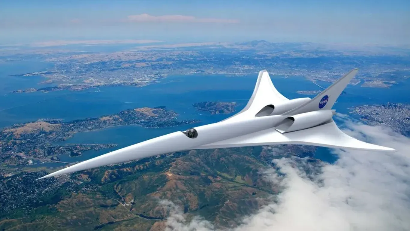 Geplanter NASA-Überschallflieger: Er soll doppelt so schnell sein wie die Concorde, die vor zwei Jahrzehnten außer Dienst gestellt wurde. Im Vergleich zu den heutigen großen Passagierflugzeugen (Reisegeschwindigkeit: etwa 1.000 km/h) wäre das neue Flugzeug sogar fünfmal schneller.