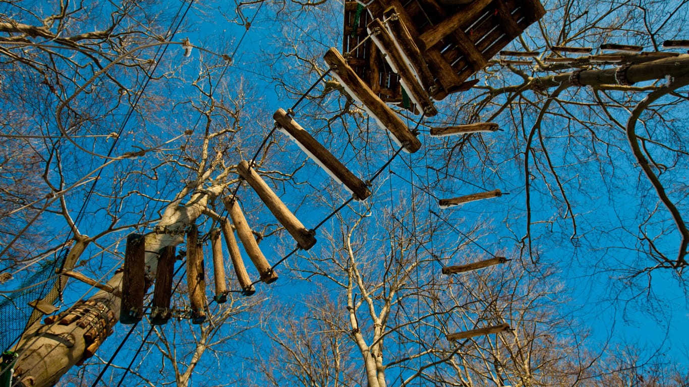 Ein Hochseilgarten (Symbolbild): In Zülpich ist ein Kölner in einem Kletterpark tödlich verunglückt.