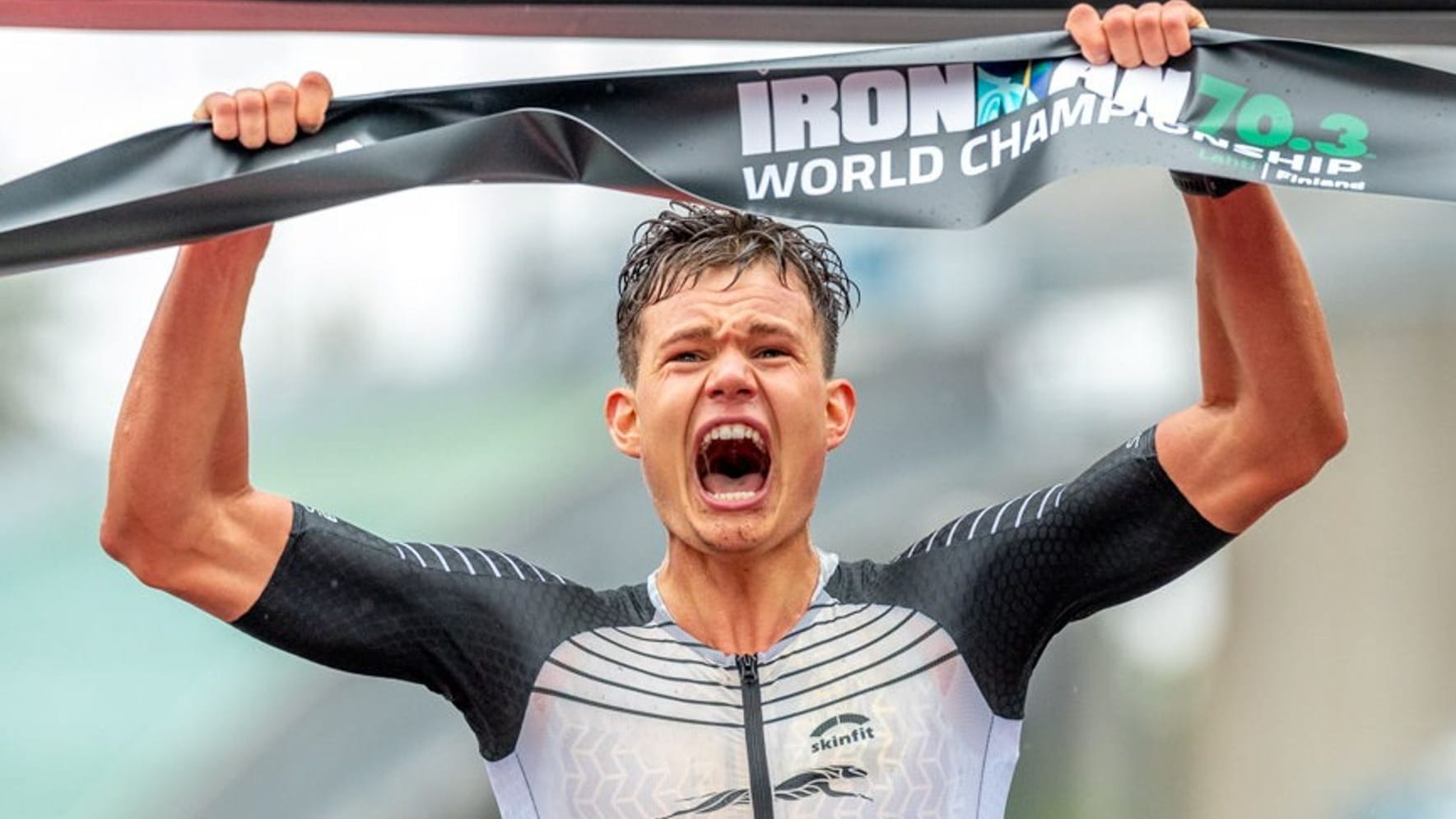 Freude: Rico Bogen beim Zieleinlauf in Lahti.