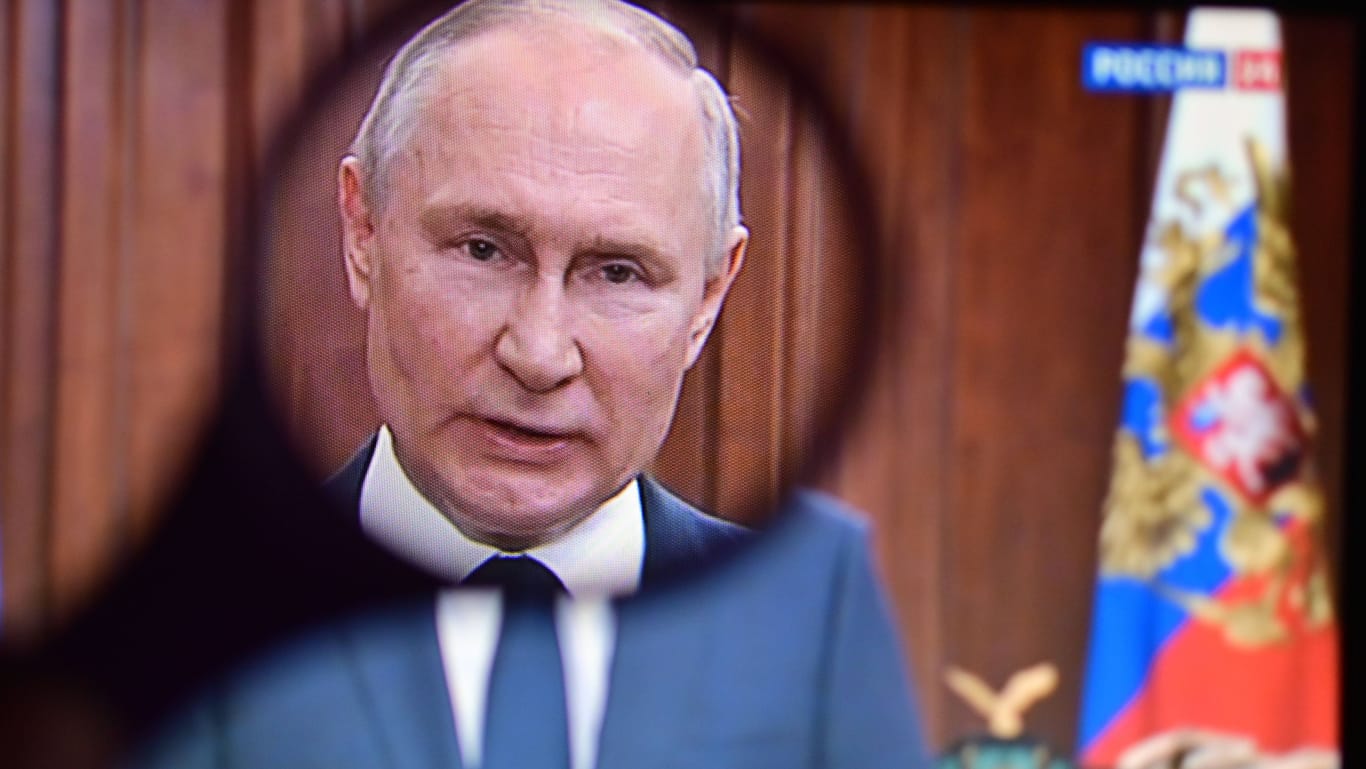 Machthaber Putin bei einer Rede an die Nation Ende Juni 2023.