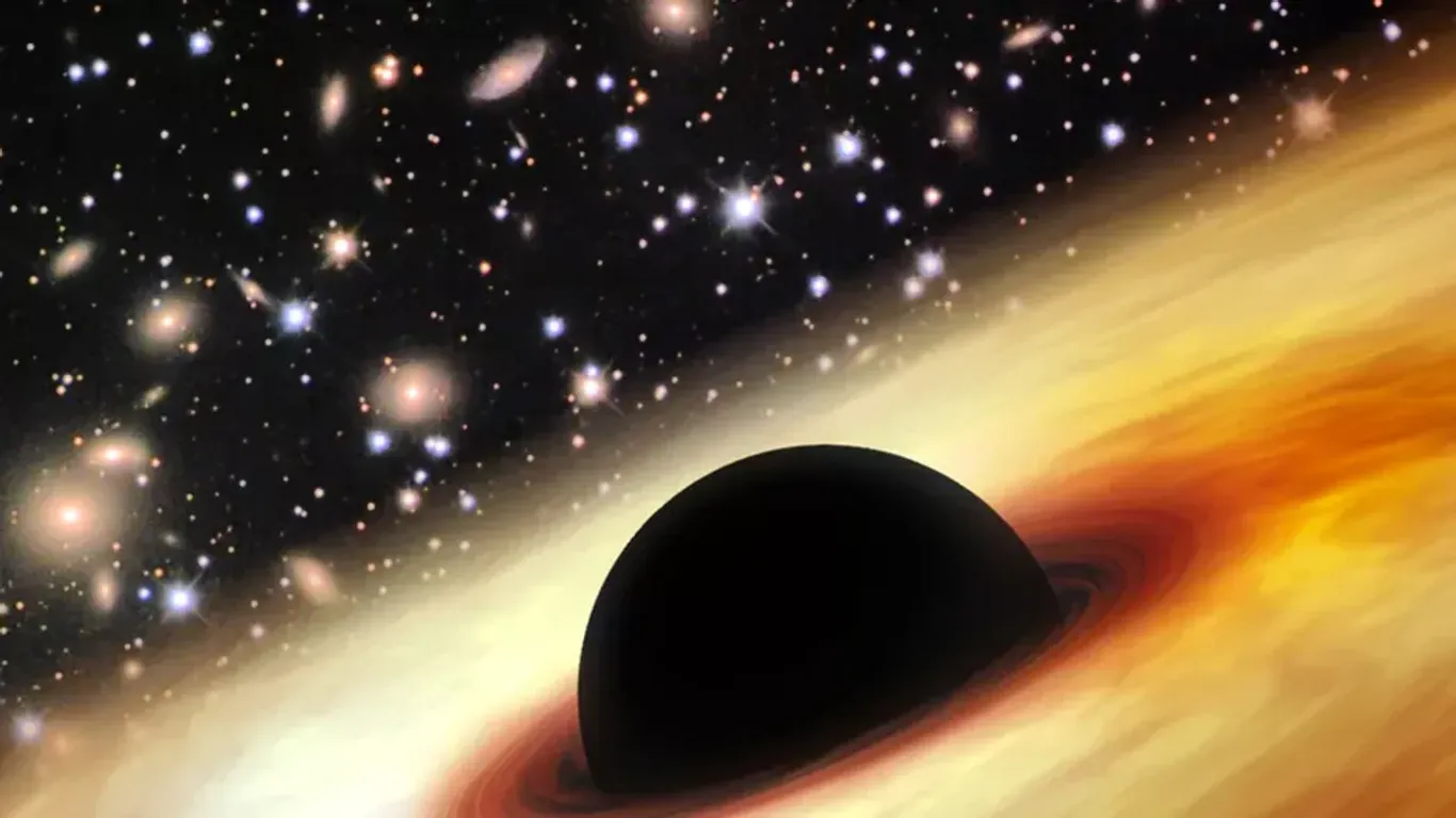 Die Darstellung eines riesigen Schwarzen Loches.