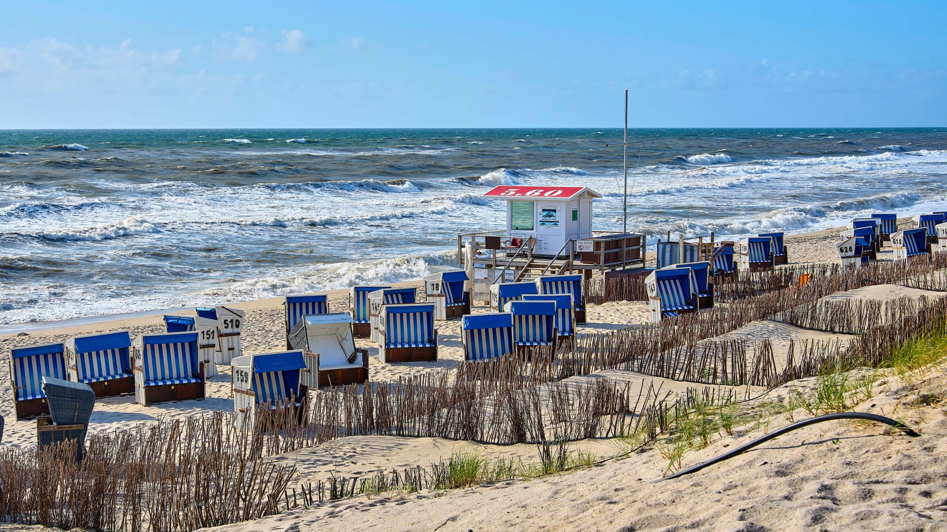 Strandkörbe auf dem Strand bei Rantum: Touristen auf Sylt stören sich an vielen Mücken. Strandkörbe auf dem Strand bei Rantum: Touristen auf Sylt stören sich an vielen Mücken.