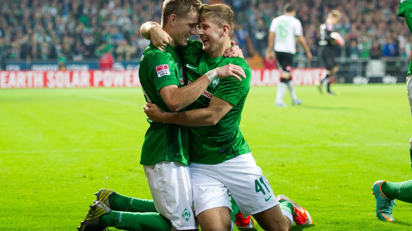 Nils Petersen und Niclas Füllkrug (r.) im Jahr 2012: Damals spielten beide für Werder Bremen.