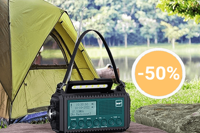 Das Solar-Kurbelradio von Mesqool ist bei Amazon mit 50 Prozent Rabatt im Angebot.