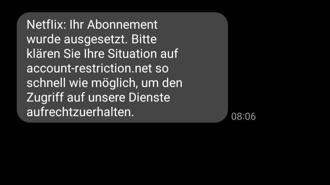 Fake: Die genannte Internetseite kann Netflix nicht zugeordnet werden.