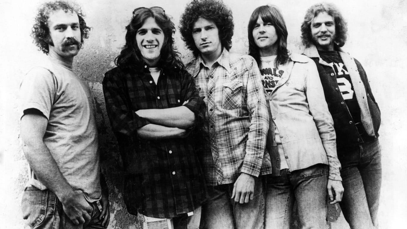 Die Eagels: Bernie Leadon, Glenn Frey, Don Henley, Randy Meisner, Don Felder (v.l.n.r.)