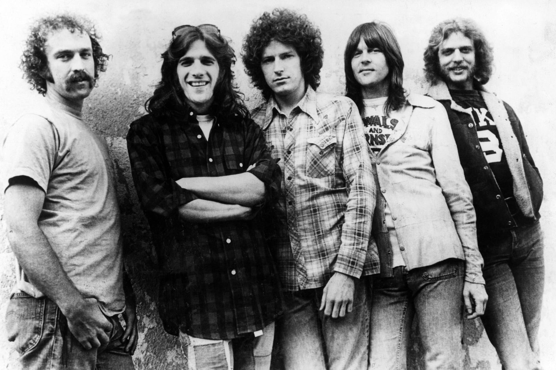 Die Eagels: Bernie Leadon, Glenn Frey, Don Henley, Randy Meisner, Don Felder (v.l.n.r.)