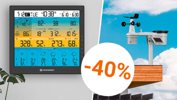 Stark reduziert bei Aldi: Die Wetterstation von Bresser misst unter anderem die Temperatur und den Niederschlag.