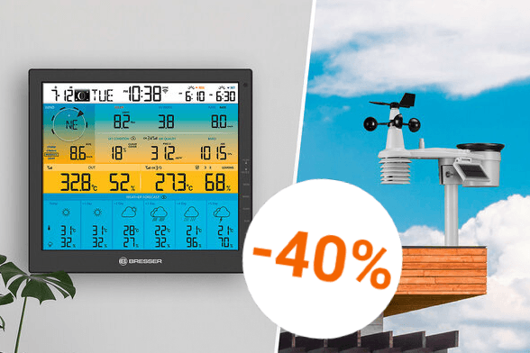 Stark reduziert bei Aldi: Die Wetterstation von Bresser misst unter anderem die Temperatur und den Niederschlag.