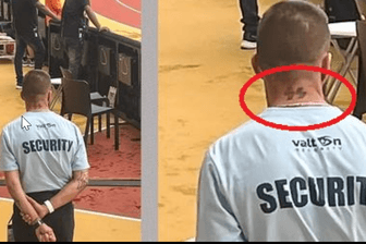 SS-Rune im Nacken: Bei der Leichtathletik-WM wurde ein Ordner entlassen.