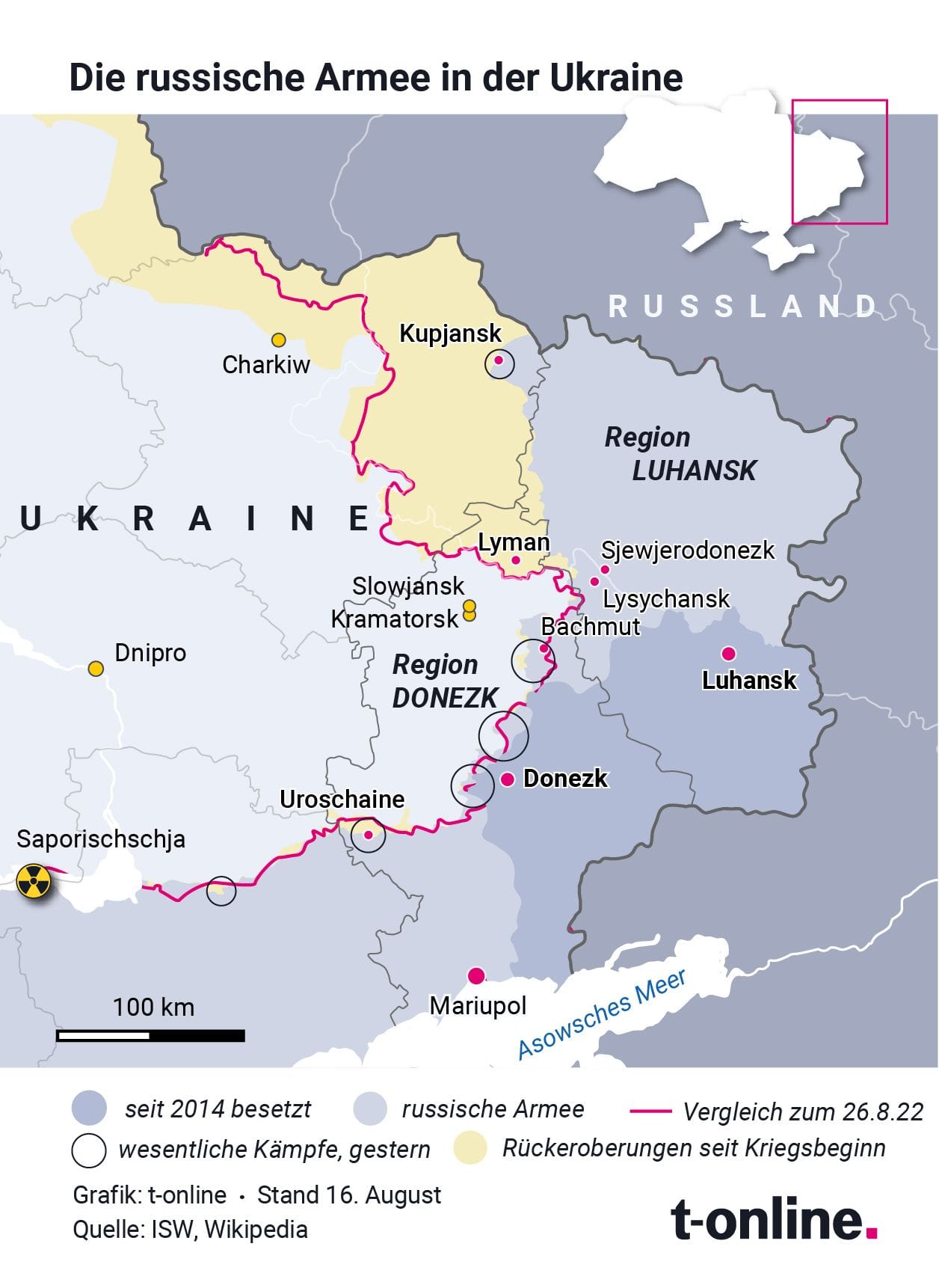 Die militärische Lage an der Front: Die Ukraine hat das umkämpfte Dorf Uroschaine eigenen Angaben zufolge zurückerobert.