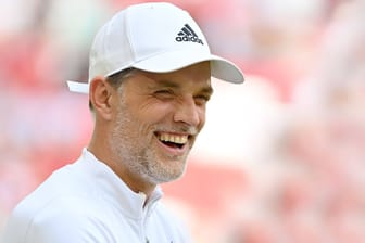 Thomas Tuchel: Der Bayern-Coach freute sich sichtlich über die Ankunft Harry Kanes.