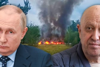 Putin/Prigoschin/Absturzstelle: Seit dem Tod des Söldnerführers ranken sich Theorien um den tödlichen Flugzeugabsturz.