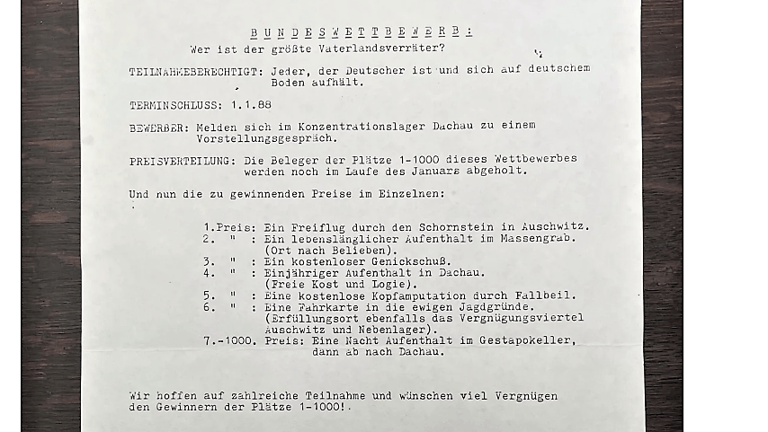 Screenshot des Pamphlets aus der SZ: Das antisemitische Flugblatt kursierte in den 80ern an Aiwangers Schule.