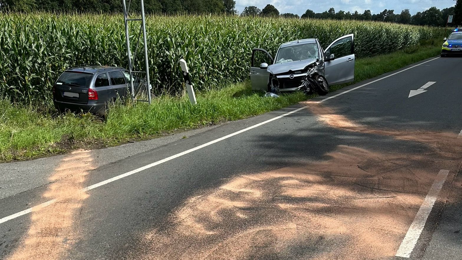 Die Feuerwehr kümmerte sich um auslaufende Betriebsstoffe.
