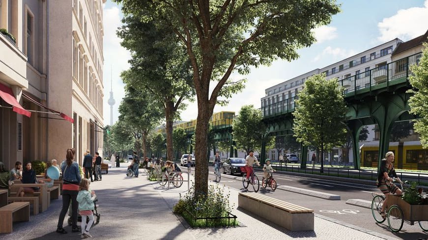 Animation der geplanten Radwege auf der Schönhauser Alle im Norden Berlins Animation der geplanten Radwege auf der Schönhauser Alle im Norden Berlins