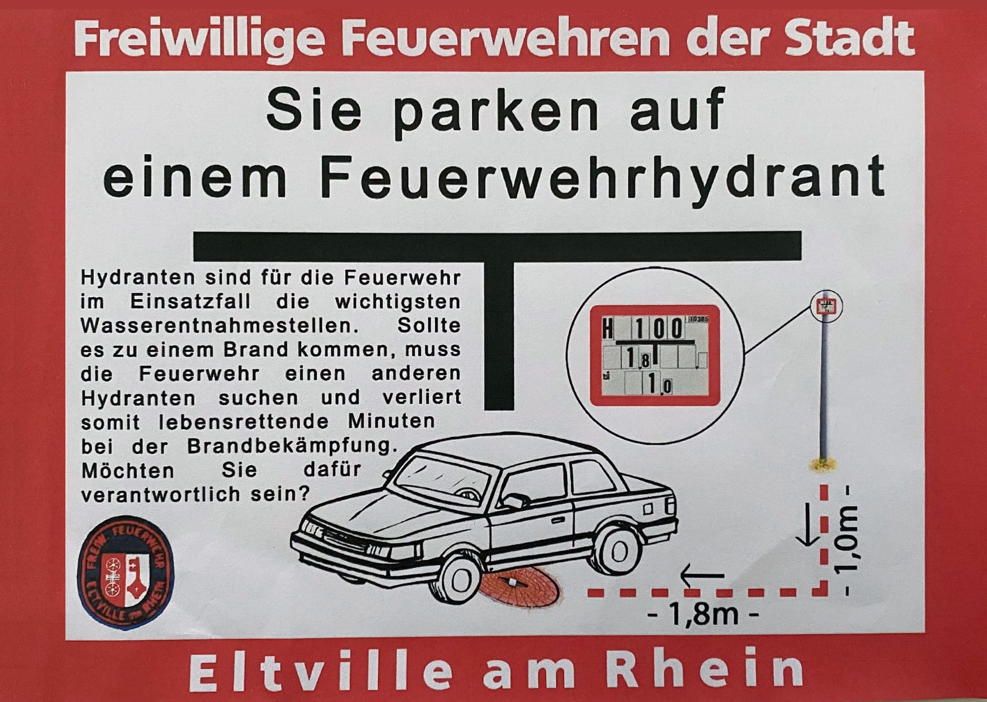Parken: Auf das Hydranten-Schild müssen Autofahrer unbedingt achten