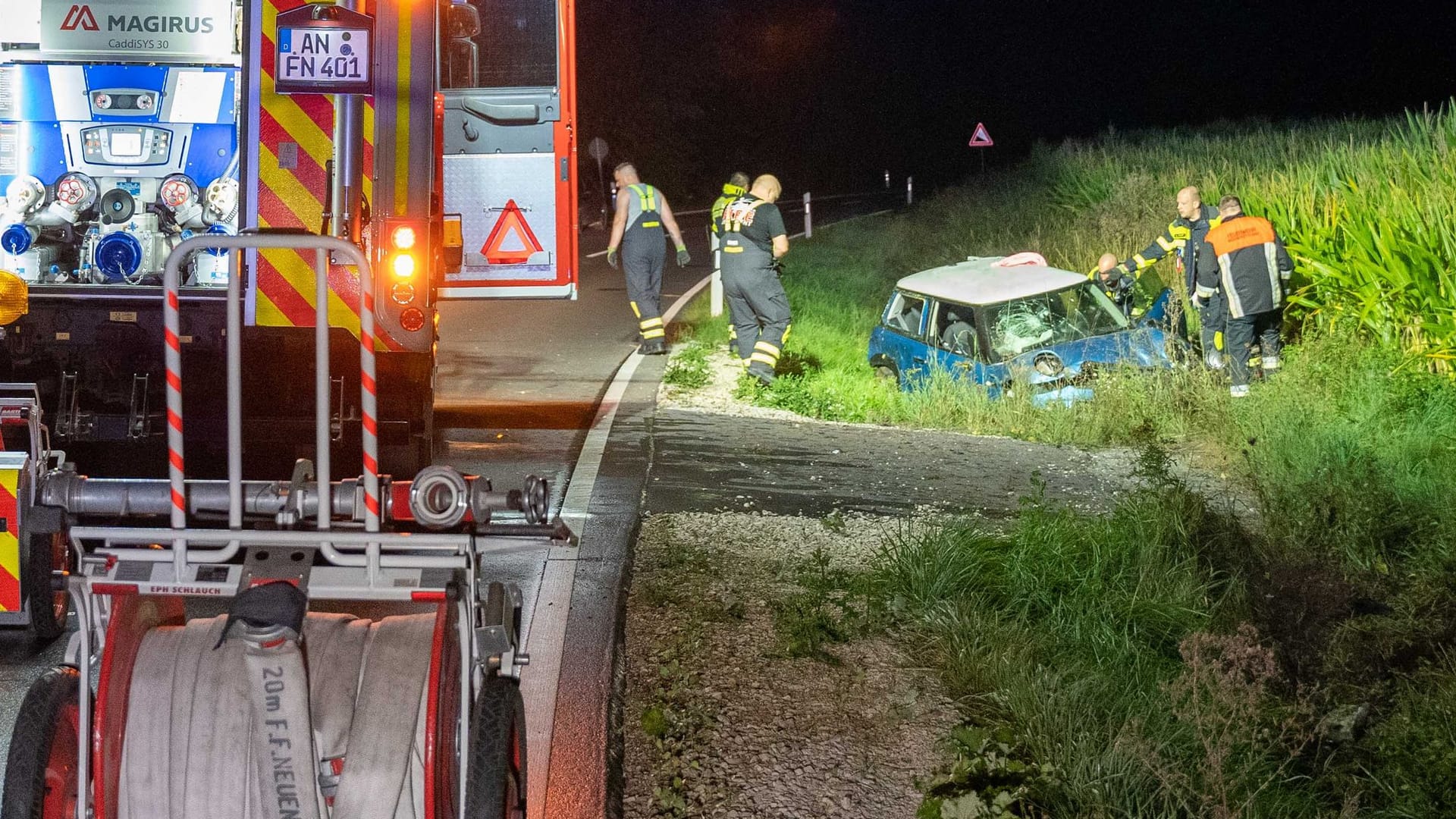 Die Unfallstelle: Der Mini überschlug sich bei dem Unfall.
