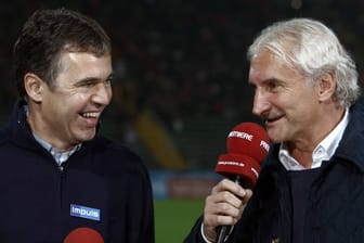 Hatten nicht immer viel gemeinsam zu lachen: Andreas Rettig (li.) und Rudi Völler, hier bei einem Interview im Jahr 2008.