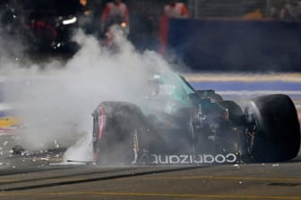 Das Wrack von Lance Strolls Aston Martin: Der Crash sorgte für einen Schreckmoment im Qualifying.