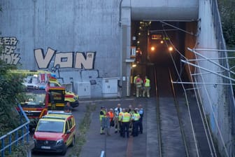 Evakuierung aus einem Zugtunnel am Abend in Dresden: Dutzende Passagiere mussten über die Gleise ins Freie gebracht werden.