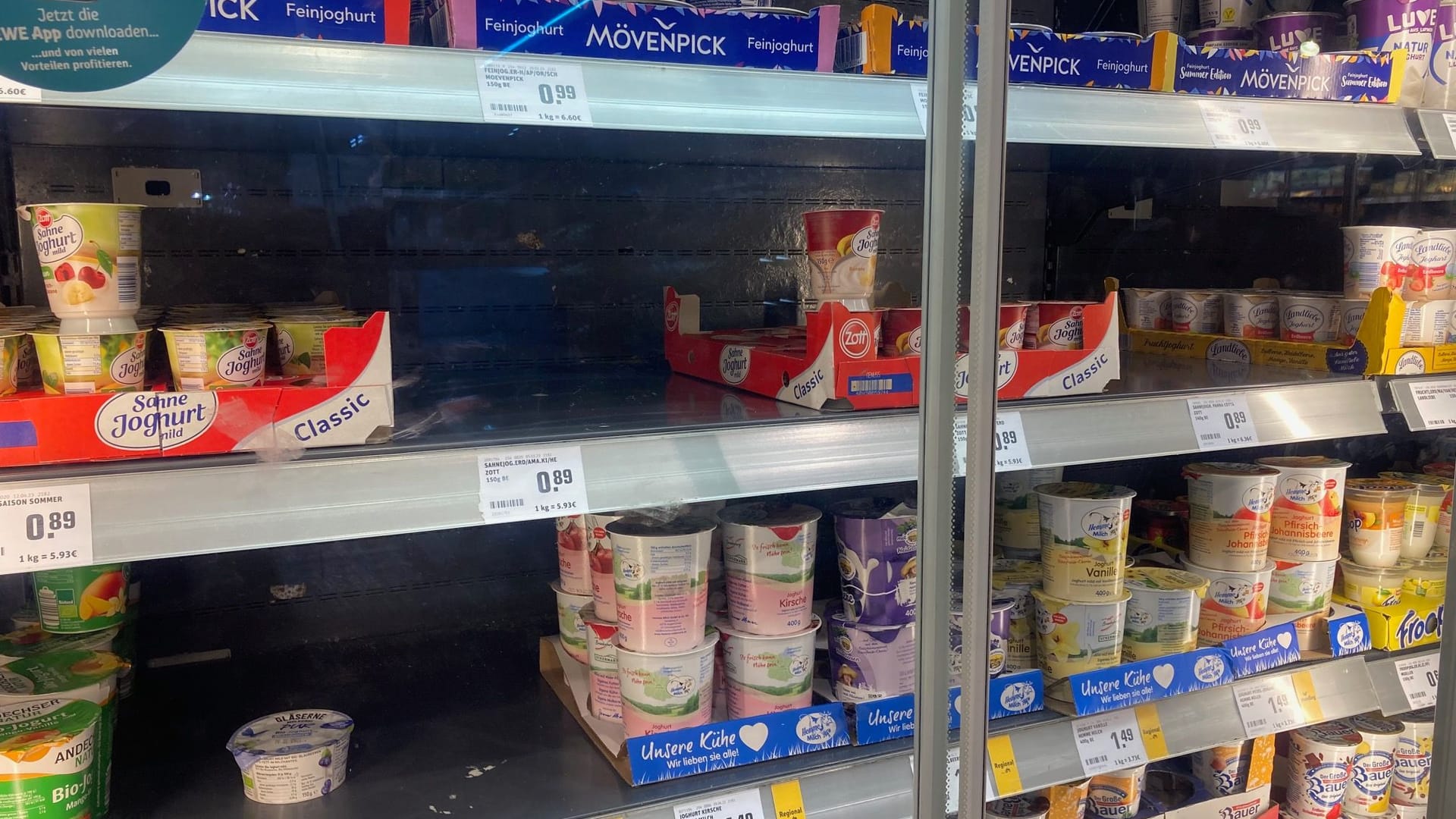 Kühlware: Es sind nicht mehr alle Molkereiprodukte erhältlich.