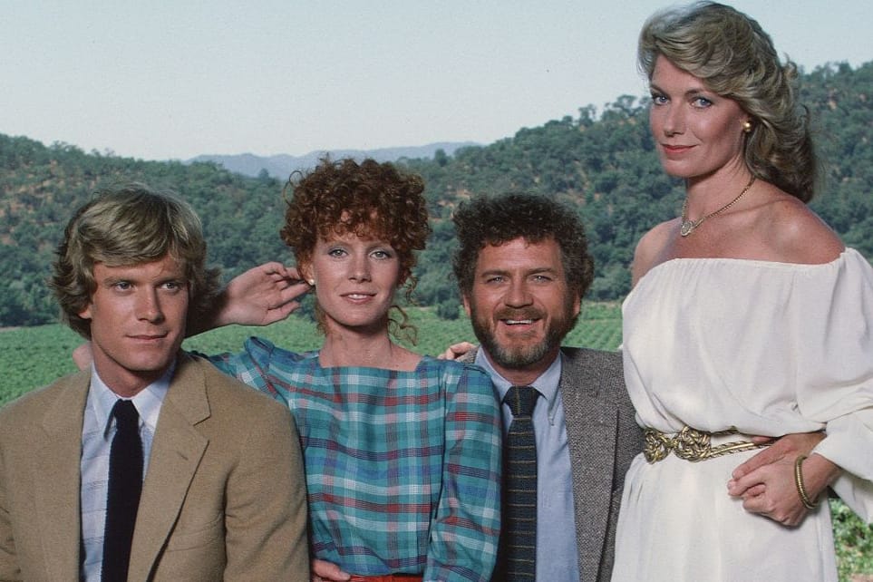 Die Stars aus "Falcon Crest": William R. Moses, Jamie Rose, Robert Foxworth und Susan Sullivan.