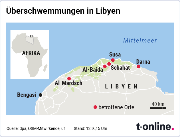 Überschwemmungen in Libyien: Insbesondere Darna wurde hart getroffen.