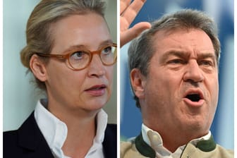 Alice Weidel von der AfD und Markus Söder von der CSU: Ihre Parteien haben laut Wahl-O-Mat in Bayern Übereinstimmungswerte von deutlich mehr als 70 %.