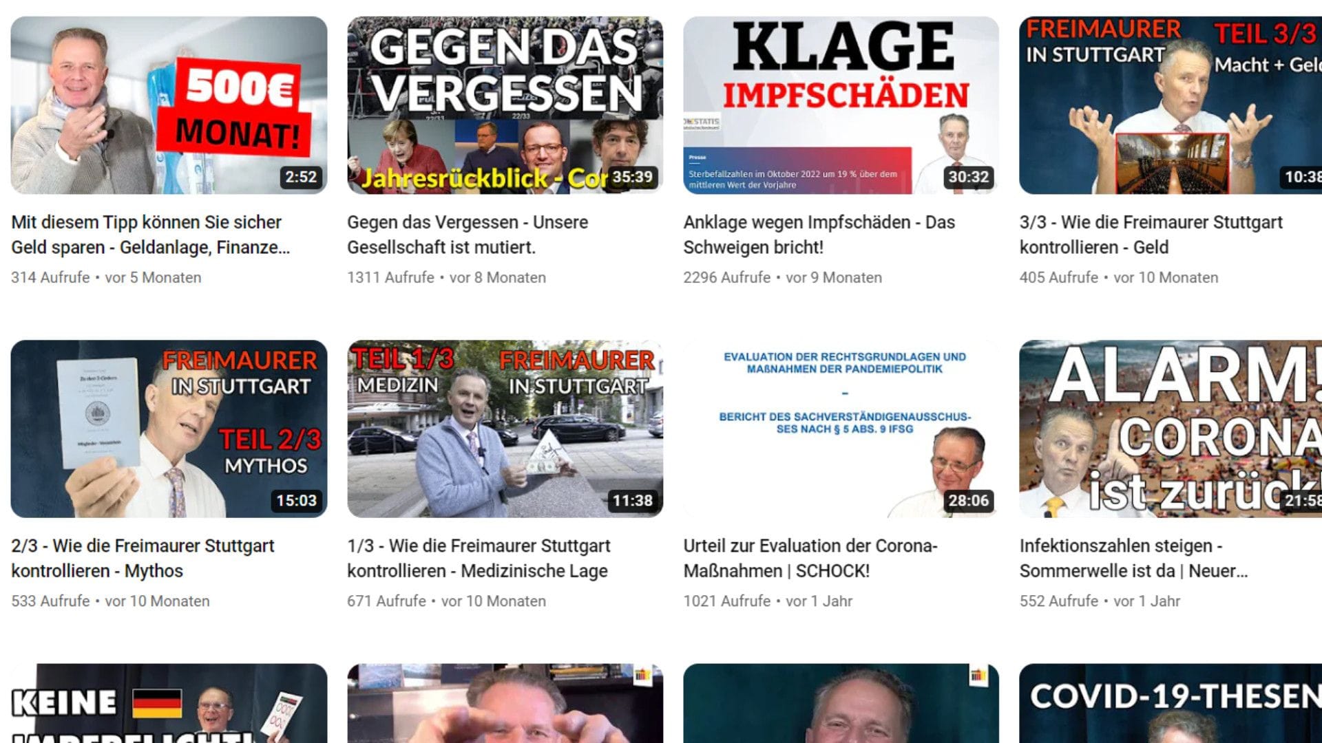 Der Youtube-Kanal von Geissler: Die Videos haben meist nur wenige Hundert Aufrufe.