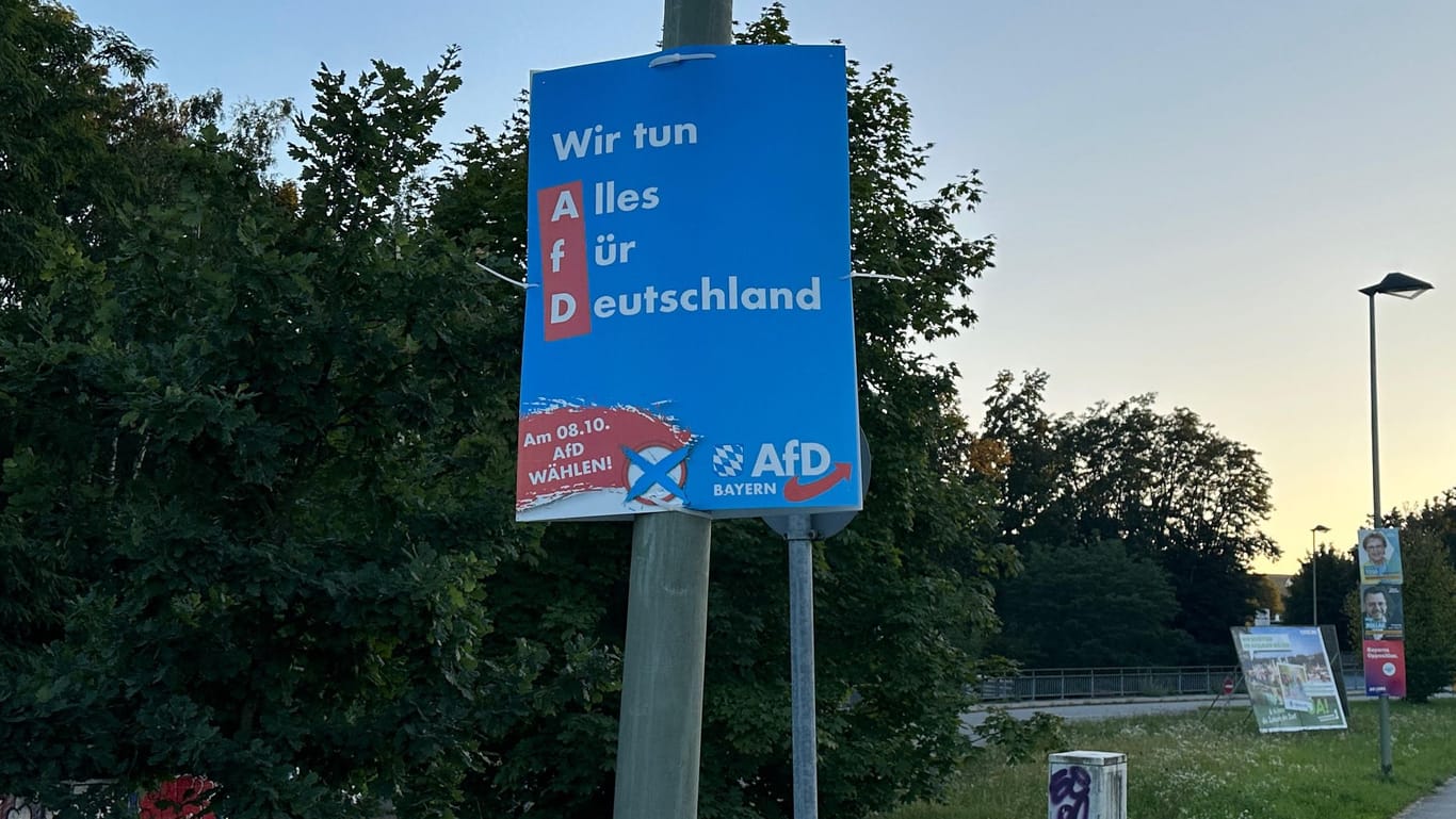 Wahlplakat des AfD-Kandidaten: Die Parole ist in Deutschland strafbar.