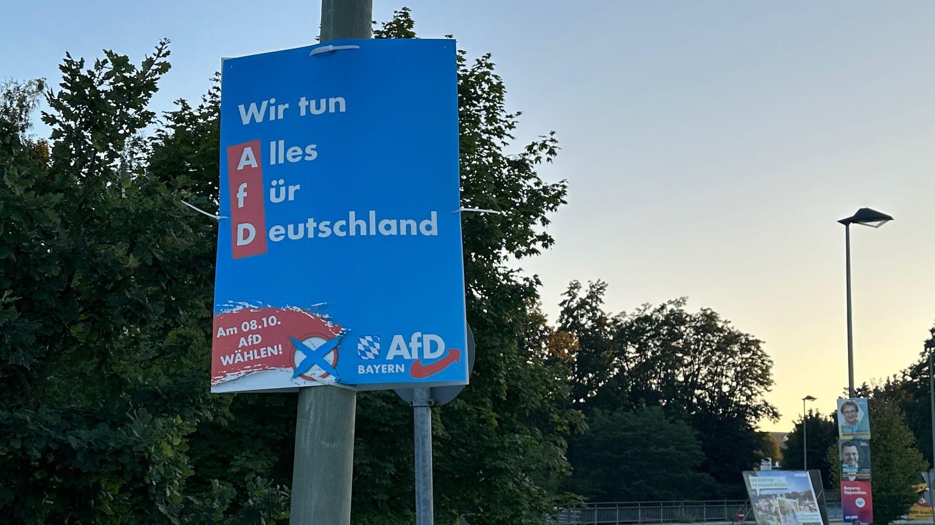 Wahlplakat des AfD-Kandidaten: Die Parole ist in Deutschland strafbar.